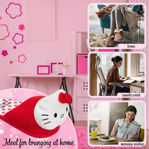 Hello Kitty Womens 3D Slippers, Cozy Indoor House Shoes Non Slip Loungewear - Gifts for Her (Pink, 5.5/6 US) in Saudi Arabia