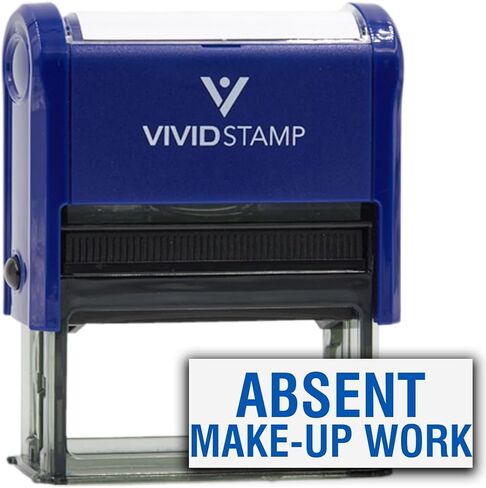 Absent Make-up Work Teacher Self Inking Rubber Stamp (Blue Ink) - Medium in Kuwait