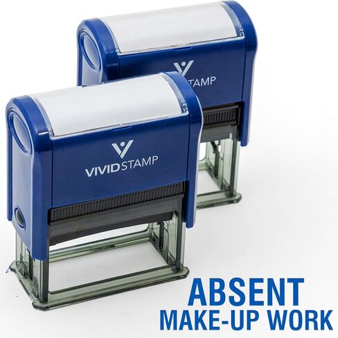 Absent Make-up Work Teacher Self Inking Rubber Stamp (Blue Ink) - Medium in Kuwait