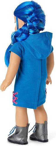 American Girl Truly Me 18-inch Doll #90 with Blue Eyes, Long Blue Hair, and Lt-to-Med Skin in Skater Dress, For Ages 6+ in Kuwait