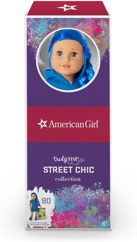 American Girl Truly Me 18-inch Doll #90 with Blue Eyes, Long Blue Hair, and Lt-to-Med Skin in Skater Dress, For Ages 6+ in Kuwait