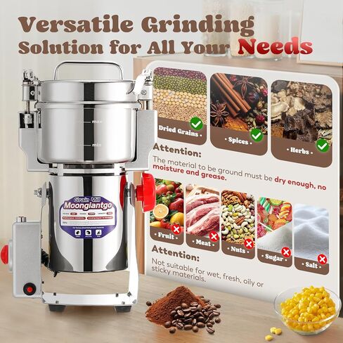 Moongiantgo Grain Mill Grinder Electric, 150g Upright, 110V | Commercial Spice Grinder 850W Stainless Steel Pulverizer Dry Grinding Machine for Wheat Corn Rice Pepper Herbs Coffee Beans in Kuwait