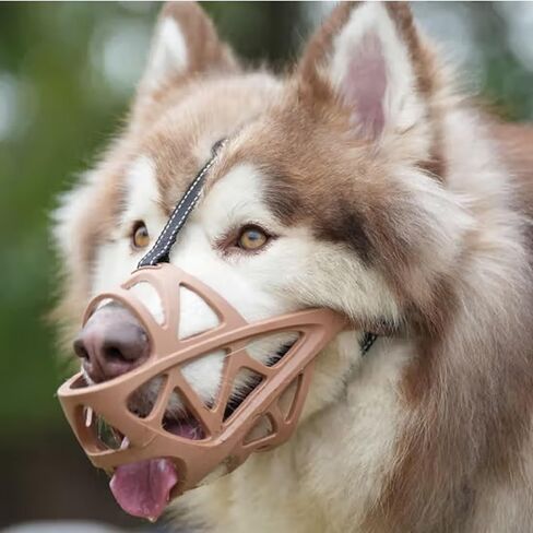 Gentle Dog Muzzle Protector, Safe and Comfortable, Soft Mesh Dog Mouth Guard, Full Coverage Adjustable Strap and Elastic Buckle, Used for Training Pets to Prevent Biting, Barking and Chewing in Saudi Arabia