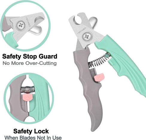 Dog Nail Clipper,Pet Nail Trimmers Safety Guard to Aviod Over Cutting,Puppy Cat Claw Trimmer,with Free Dog Comb & Nail File, Sharp Grooming Clipper, Great for Thick Toenail, Green in Kuwait