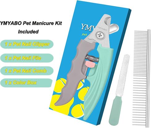 Dog Nail Clipper,Pet Nail Trimmers Safety Guard to Aviod Over Cutting,Puppy Cat Claw Trimmer,with Free Dog Comb & Nail File, Sharp Grooming Clipper, Great for Thick Toenail, Green in Kuwait