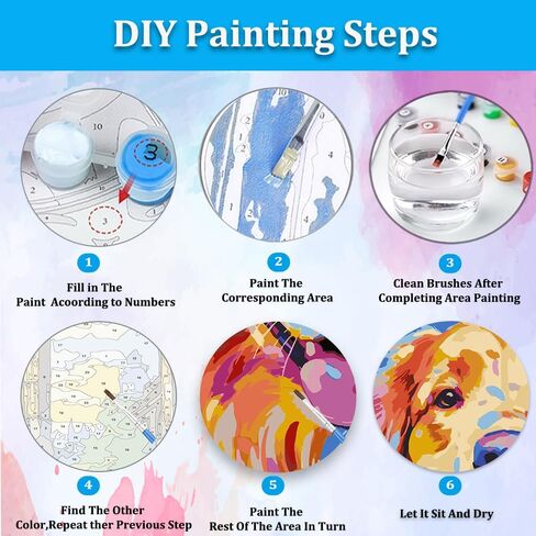 Artunion Colorful Golden Retriever Paint بأرقام للبالغين ، طلاء الكلاب من قبل مجموعات الأرقام ، الطلاء الزيت DIY من مجموعات الأرقام على Canvas Arts Craft for Home Wall Decor in Kuwait
