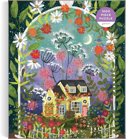 Galison Garden Path – 500 Piece Puzzle Fun and Challenging Activity with Bright and Bold Artwork of Country Cottage and Plant Path for Adults and Families in Kuwait