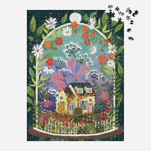 Galison Garden Path – 500 Piece Puzzle Fun and Challenging Activity with Bright and Bold Artwork of Country Cottage and Plant Path for Adults and Families in Kuwait