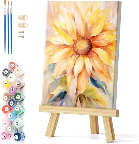Natuyalo Framed Paint by Numbers for Adults Beginner, Colorful Flowers Acrylic Easy Paint by Numbers Kits with Frame Vase Art Craft Kits for Adults Suitable for Wall Decoration 12x16 Inch in Kuwait