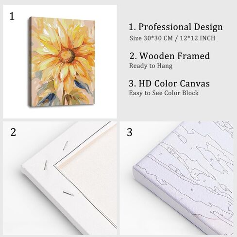 Natuyalo Framed Paint by Numbers for Adults Beginner, Colorful Flowers Acrylic Easy Paint by Numbers Kits with Frame Vase Art Craft Kits for Adults Suitable for Wall Decoration 12x16 Inch in Kuwait