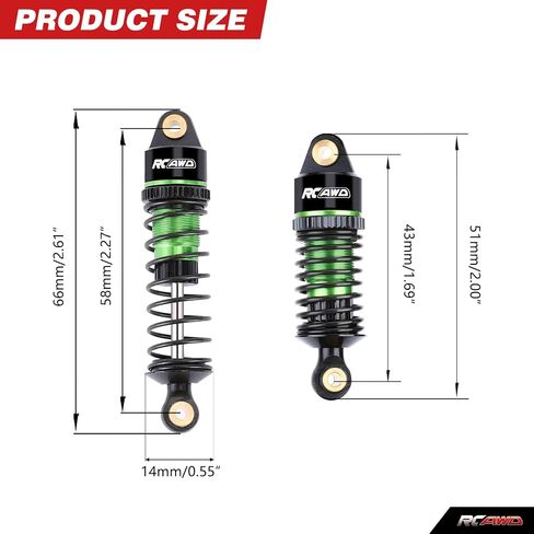Rcawd Granite Typhon Mojave grom assorber و 3 أنواع من الينابيع الصلابة ، من أجل Arrma 1/18 1/14 1/16 RC الصدمات الخلفية الأمامية Part #Ara330806 Green in Kuwait