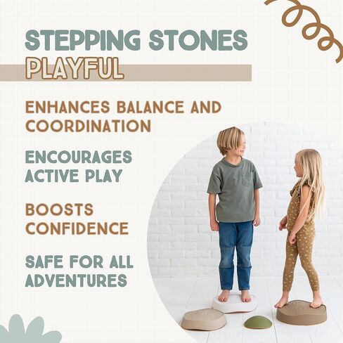 Bouncee Kids Balance Stones - 6 Pack Sensory Stepping Stones Toy Helps Toddler Balance in Saudi Arabia