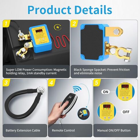 Joinfworld Kill Switch for Car 12V-24V 240A Remote Battery Disconnect Switch Car Kill Switch Anti Theft Automatic Shut Off Switch for with Wireless Remote Control Fobs for Auto Truck Boat in Saudi Arabia