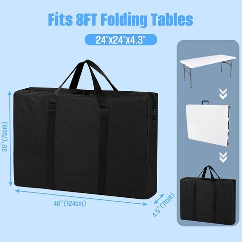 SIRUITON Folding Table Storage Bag Fits 8FT Tables, Thick 600D Oxford in Saudi Arabia