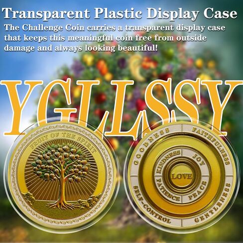 Fruit of The Spirit Challenge Coin, Christ Inspirational Galatians 5:22-23 Jesus Religious Token, Good Luck Tree of Virtues Spiritual Growth, Christ Bible Verse Gifts for Friends Family in Kuwait