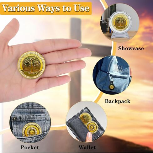 Fruit of The Spirit Challenge Coin, Christ Inspirational Galatians 5:22-23 Jesus Religious Token, Good Luck Tree of Virtues Spiritual Growth, Christ Bible Verse Gifts for Friends Family in Kuwait