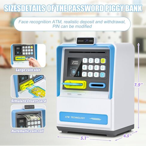 قم بتصنيف ATM Piggy Bank مع الوصول إلى كلمة المرور ، و Automatic Bill Roller ، و Bank Electronic Coin Money For Kids ، و Coin Slot ، وكلمة المرور القابلة للتخصيص - مربع توفير الأموال الذكية للأطفال (الوردي) in Saudi Arabia