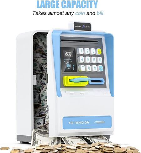 قم بتصنيف ATM Piggy Bank مع الوصول إلى كلمة المرور ، و Automatic Bill Roller ، و Bank Electronic Coin Money For Kids ، و Coin Slot ، وكلمة المرور القابلة للتخصيص - مربع توفير الأموال الذكية للأطفال (الوردي) in Saudi Arabia
