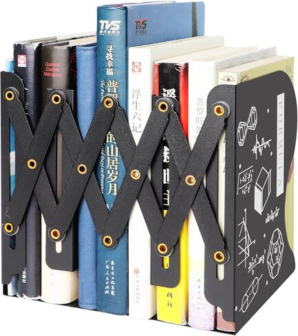 Adjustable Metal Bookends, 19.6 Inch Expandable Desk Organizer with 3 Dividers, Heavy Duty Book Holders for Shelves, Office, School, and Home (White) in Kuwait