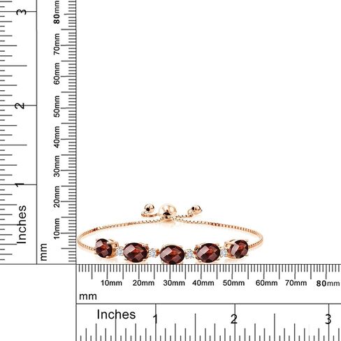 Gem Stone King 18K Rose Gold Plated Silver Red Garnet and White Lab Grown Diamond Tennis Bracelet For Women (7.76 Cttw, Gemstone Birthstone, Fully Adjustable Up to 9 Inch) in Saudi Arabia