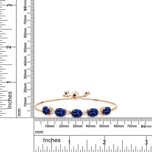 Gem Stone King 18K Rose Gold Plated Silver Red Garnet and White Lab Grown Diamond Tennis Bracelet For Women (7.76 Cttw, Gemstone Birthstone, Fully Adjustable Up to 9 Inch) in Saudi Arabia