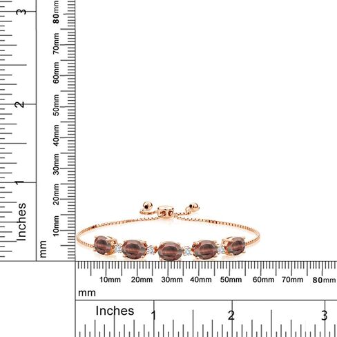 Gem Stone King 18K Rose Gold Plated Silver Red Garnet and White Lab Grown Diamond Tennis Bracelet For Women (7.76 Cttw, Gemstone Birthstone, Fully Adjustable Up to 9 Inch) in Saudi Arabia
