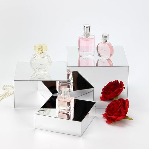 3 Pcs Acrylic Display Nesting Riser Stands, Mirror Gold Acrylic Risers for Display Cube Box Stereoscopic Display Stand, Acrylic Food Display Risers for Catering Dessert Jewelry Character Party in Saudi Arabia