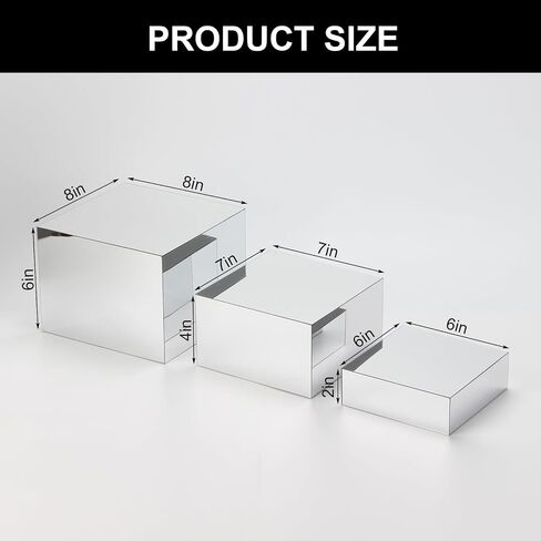 3 Pcs Acrylic Display Nesting Riser Stands, Mirror Gold Acrylic Risers for Display Cube Box Stereoscopic Display Stand, Acrylic Food Display Risers for Catering Dessert Jewelry Character Party in Saudi Arabia