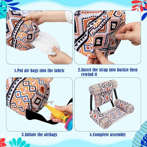 Threehoney 2 Pack Large Pool Chair Floats Adult Inflatable Pool Lounge Chair Summer Pattern Water Floating Chair Adjustable Pool Float Hammock for Swimming Pool Beach Party Game in Saudi Arabia