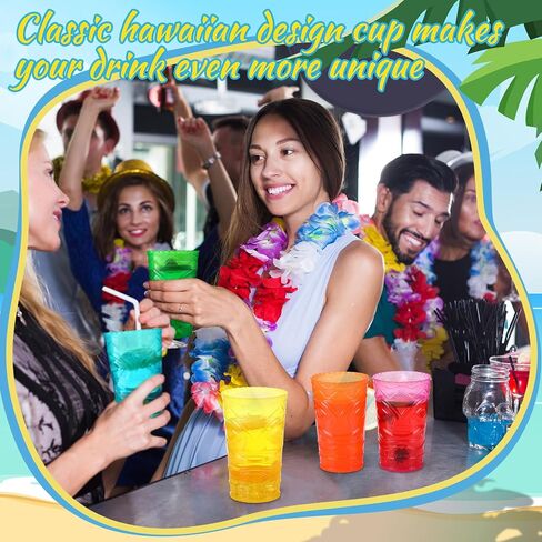 15 Pcs Hawaiian Tiki Plastic Cups Bulk 14 oz Tiki Glasses for Cocktails Statue Drinking Cup for Summer Party Supplies(15 Pcs,Multicolor) in Saudi Arabia