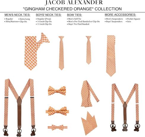 Jacob Alexander Boys' Prep Gingham Checkered Pattern Neck Tie in Kuwait