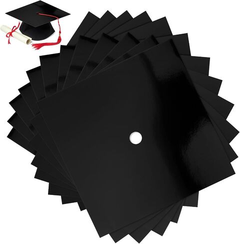12 Sheets Metallic Cardstock Construction Paper for Graduation Cap Decoration 10x10 inch Colorful Cardstock Grad Cap Cover Card Stock for Graduation Hat Topper Craft DIY(Black) in Saudi Arabia