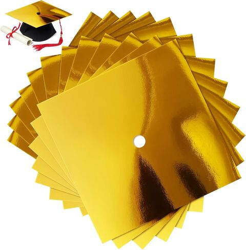 12 ورقة ورقة بناء بطاقة معدنية لتخرج CAP Decoration 10x10 بوصة ملونة Cardstock CARD CAPL COPROTCE للتخرج قبعة TOPPER CRAFT DIY (أسود) in Kuwait