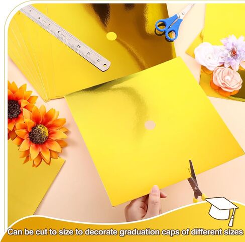 12 ورقة ورقة بناء بطاقة معدنية لتخرج CAP Decoration 10x10 بوصة ملونة Cardstock CARD CAPL COPROTCE للتخرج قبعة TOPPER CRAFT DIY (أسود) in Kuwait