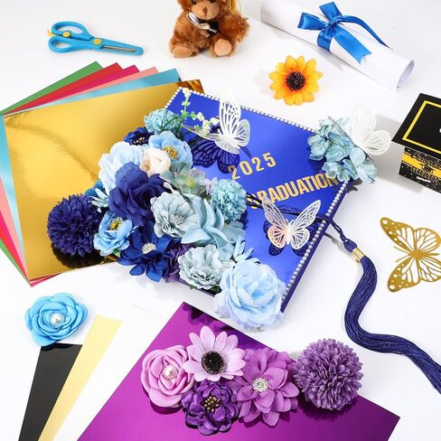 12 ورقة ورقة بناء بطاقة معدنية لتخرج CAP Decoration 10x10 بوصة ملونة Cardstock CARD CAPL COPROTCE للتخرج قبعة TOPPER CRAFT DIY (أسود) in Kuwait