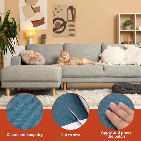 PATIKIL 70x6.2 Inch Linen Repair Tape, Repair Fabric Patch Self Adhesive Couch Patch Line Repair Patch for Furniture Sofa Car Seats Office Chairs, Dark Blue in Saudi Arabia
