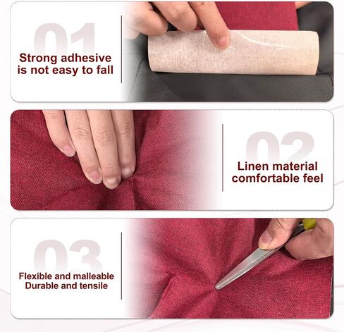 PATIKIL 70x6.2 Inch Linen Repair Tape, Repair Fabric Patch Self Adhesive Couch Patch Line Repair Patch for Furniture Sofa Car Seats Office Chairs, Dark Blue in Saudi Arabia