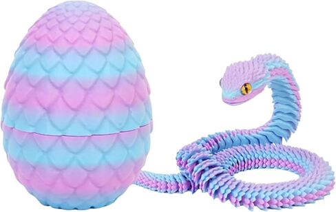 3D Printed Snake Egg with Flexible Joints Realistic Snake Model for Easter Home Office Decor Toy Gift (Blue) in Kuwait