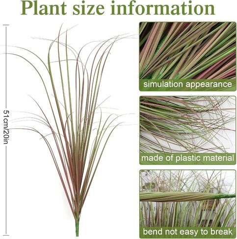 24 Bundles Artificial Plants Onion Grass Outdoor 20 Inch Tall Fake Shrubs Wheat Grass UV Resistant Greenery Stems Faux Bushes Plant for Indoor Outdoor Garden Office Home Decor, Green in Saudi Arabia