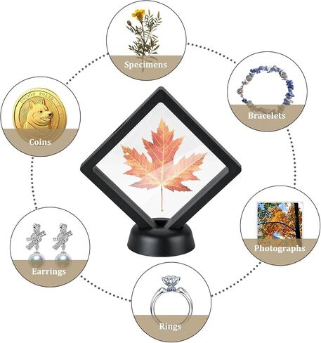 24Pcs 3D Floating Display Case, Transparent Film Jewely Storage Box, Black Challenge Coin Display Holder Stand for Antique Challenge Coins Medals Jewelry Shells Gems Minerals Rocks Specimen Pins in Kuwait