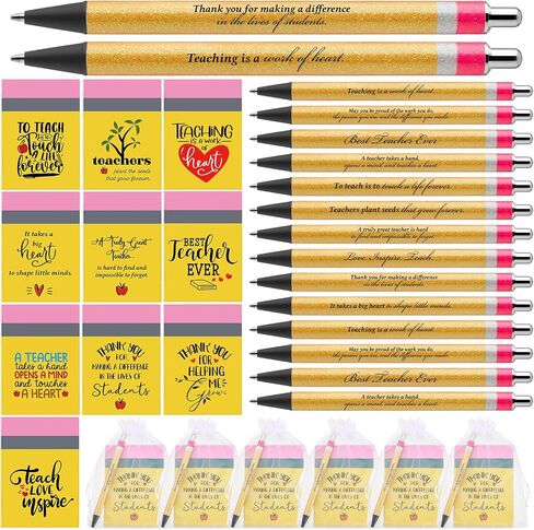 ReliThick 10 Sets Teacher Appreciation Gift Bulk Thank You Gifts Inspirational Notebook Journal Motivational Glitter Ballpoint Pens for Teacher's Day Appreciation Supplies School Office Graduation in Saudi Arabia