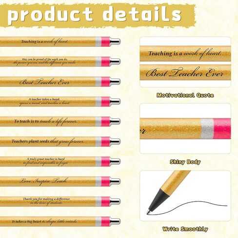 ReliThick 10 Sets Teacher Appreciation Gift Bulk Thank You Gifts Inspirational Notebook Journal Motivational Glitter Ballpoint Pens for Teacher's Day Appreciation Supplies School Office Graduation in Saudi Arabia