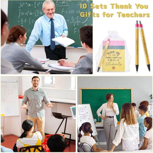 ReliThick 10 Sets Teacher Appreciation Gift Bulk Thank You Gifts Inspirational Notebook Journal Motivational Glitter Ballpoint Pens for Teacher's Day Appreciation Supplies School Office Graduation in Saudi Arabia