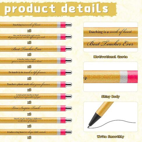 ReliThick 10 Sets Teacher Appreciation Gift Bulk Thank You Gifts Inspirational Notebook Journal Motivational Glitter Ballpoint Pens for Teacher's Day Appreciation Supplies School Office Graduation in Saudi Arabia