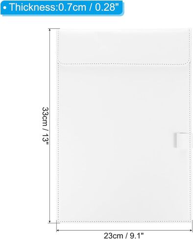 PATIKIL 13"x9.1" A4 PU Leather Clipboard, Business Padfolio Organizer Binder Resume Legal Document Folder Holder Writing Pad for Office, White in Kuwait