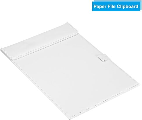 PATIKIL 13"x9.1" A4 PU Leather Clipboard, Business Padfolio Organizer Binder Resume Legal Document Folder Holder Writing Pad for Office, White in Kuwait