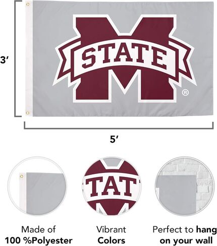 Desert Cactus Mississippi State University Flag Bulldogs MSU Flag Banners 100% Polyester Indoor Outdoor 3x5 feet Flags (Style 1) in Saudi Arabia