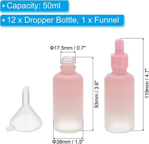 PATIKIL 10ml Glass Dropper Bottle, 12Pcs Leakproof Essential Oils Sample Liquid Perfume Container with Eye Dropper Funnel for Storage Home Travel, Pink in Kuwait