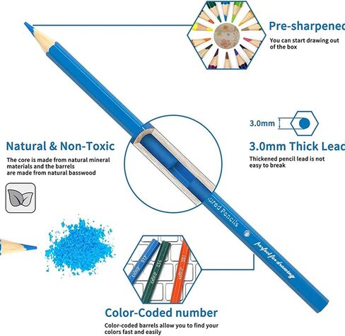 Colored Pencils - 48 Colors Art Drawing Pencils for Adult Coloring Books in Kuwait
