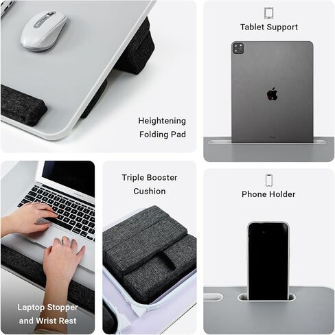 Lap Desk for Laptop with Cushion,Folding Laptop Desk for Bed with USB,Bed Desk,Portable Computer Lap Desk,23.62"*15.74",Black in Kuwait